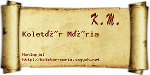 Koletár Mária névjegykártya