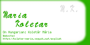 maria koletar business card