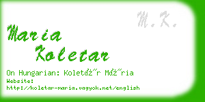 maria koletar business card